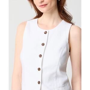 J. Crew Factory Linen-Blend Button-Front Vest Size 8 NWT